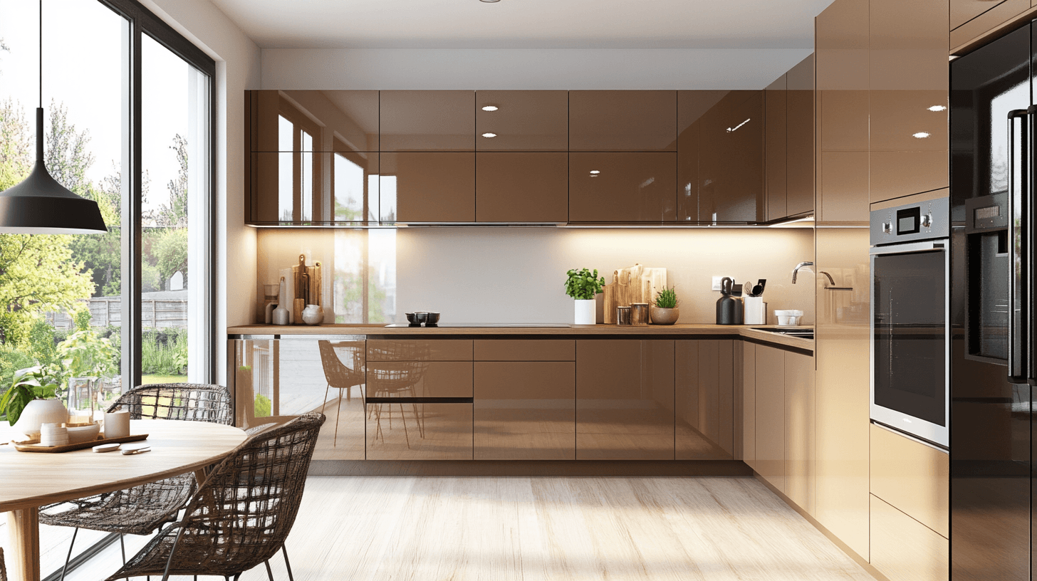 Keuken en eetgedeelte in Mocha Mousse