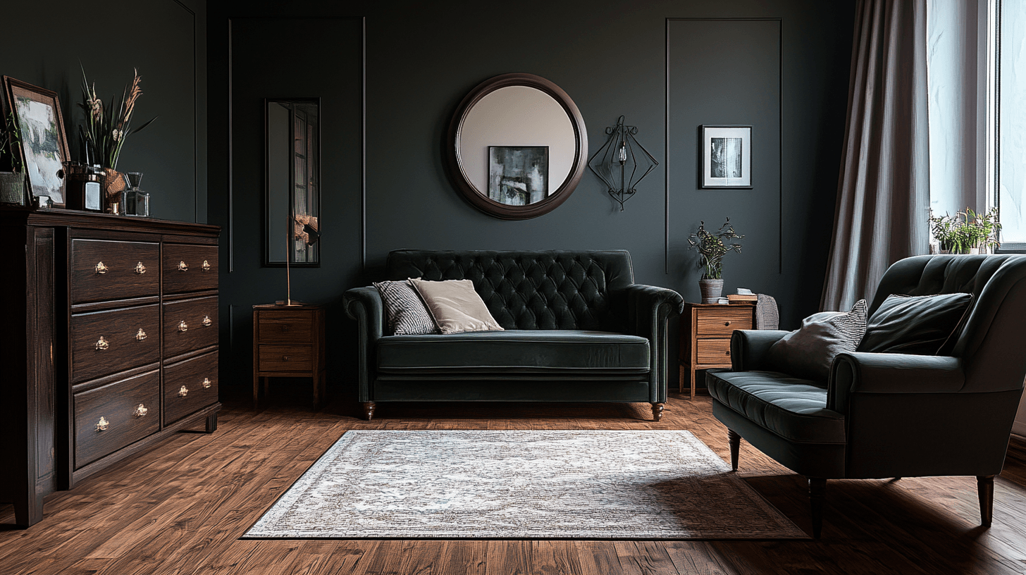 Meubels en decoratie in donkere tinten