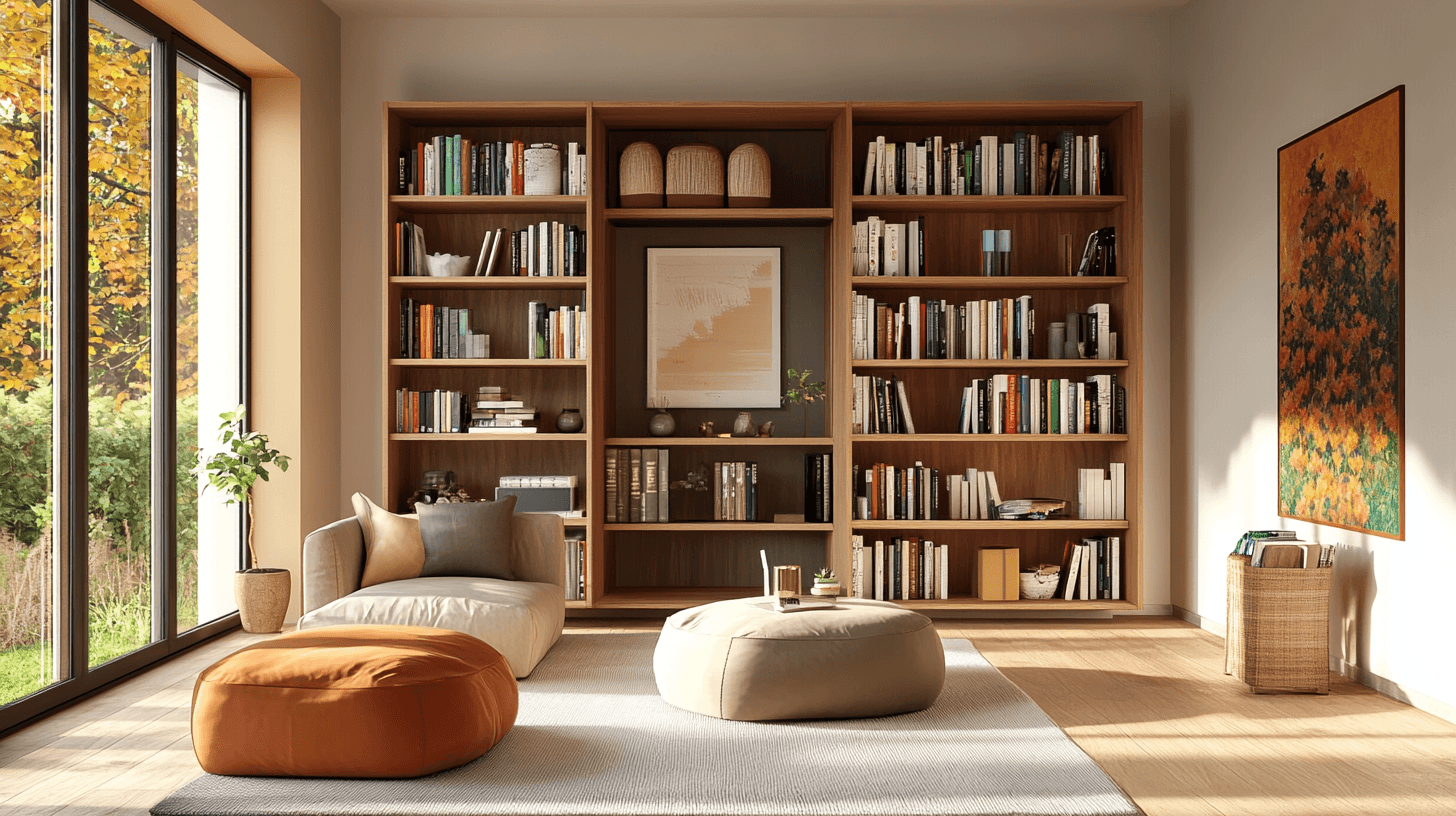 Woonkamer met open boekenkast: Functionaliteit en stijl verenigen