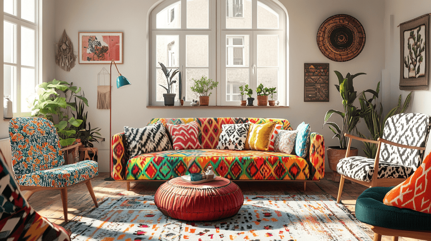 Meubels in kleurrijke boho-stijl
