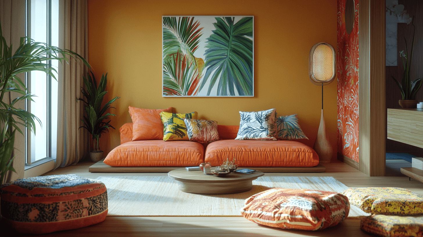 Kleurenpaletten en textiel in Tropical Modern stijl