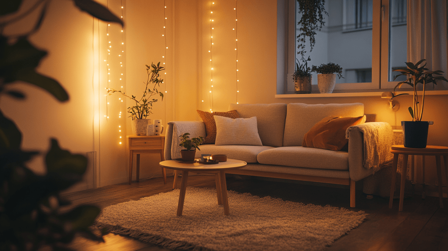 Woonkamer in Hygge-stijl: Minimalisme ontmoet gezelligheid