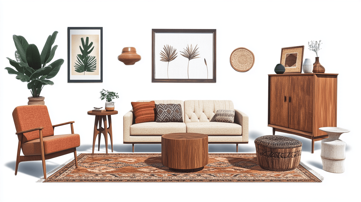 Meubels in Boho-Mid-Century-stijl