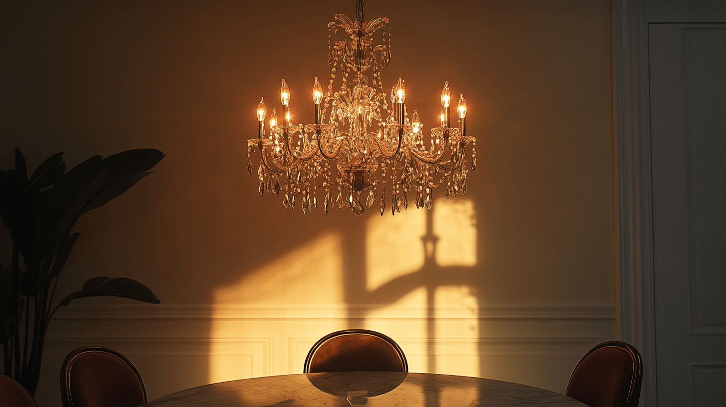 Glamoureuze kroonluchter: Elegante verlichting in de eetkamer