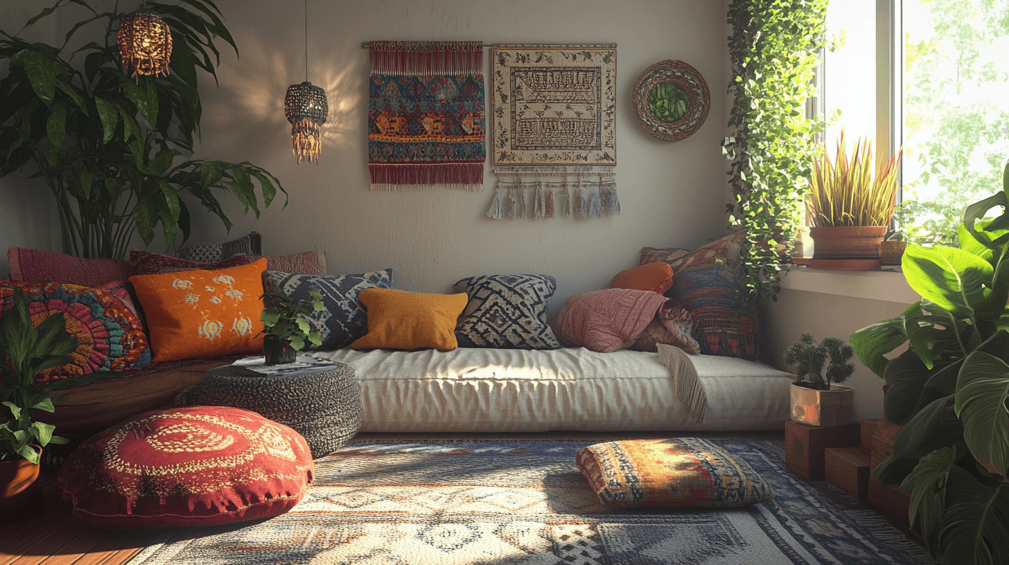 Woonkamer in Boho-stijl: Ontspannen en creatief
