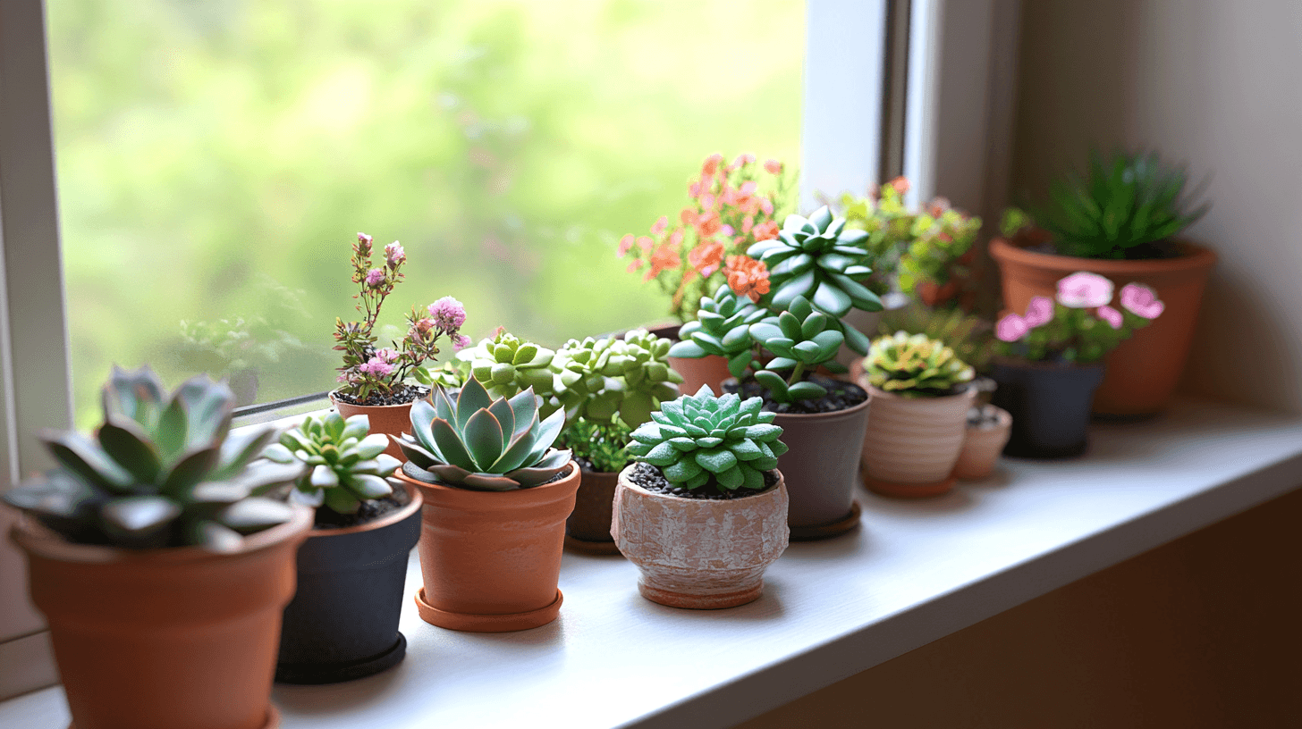 Plantenarrangementen voor de vensterbank