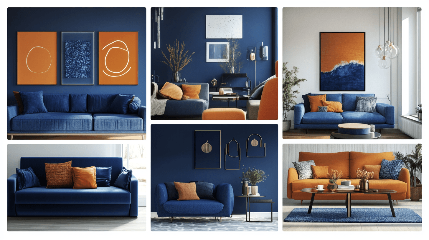 Woonstijlen: Blauw en Oranje in verschillende interieurstijlen