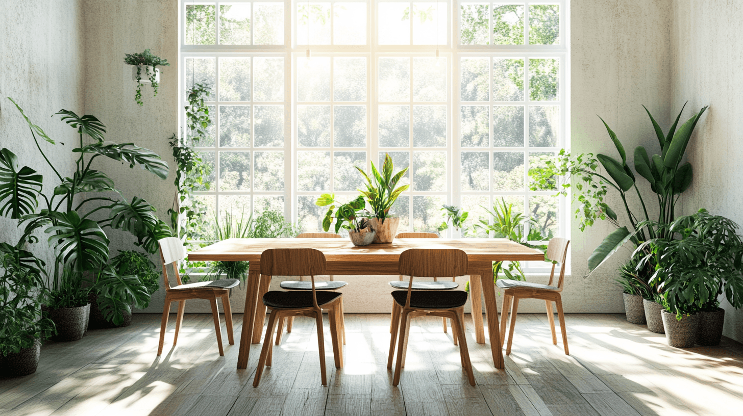 Eetkamer met houtelementen: Natuur en design verenigen