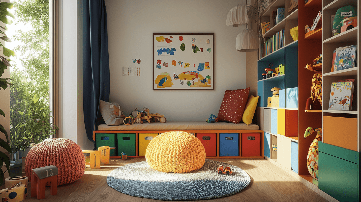 Kinderkamer met geïntegreerd speelgebied: orde en plezier verenigen