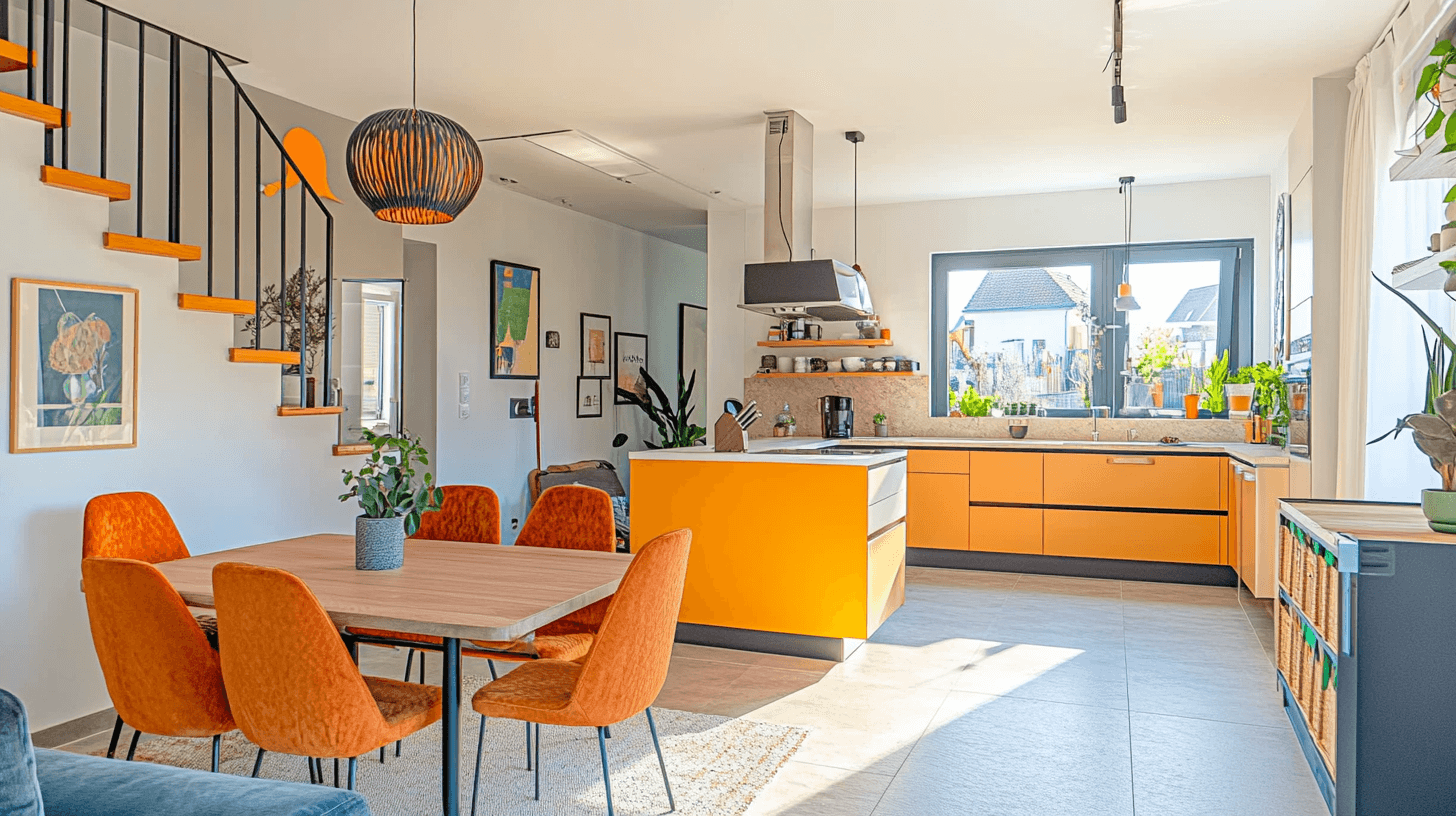 Decoratie en kleurenschema in de open keuken
