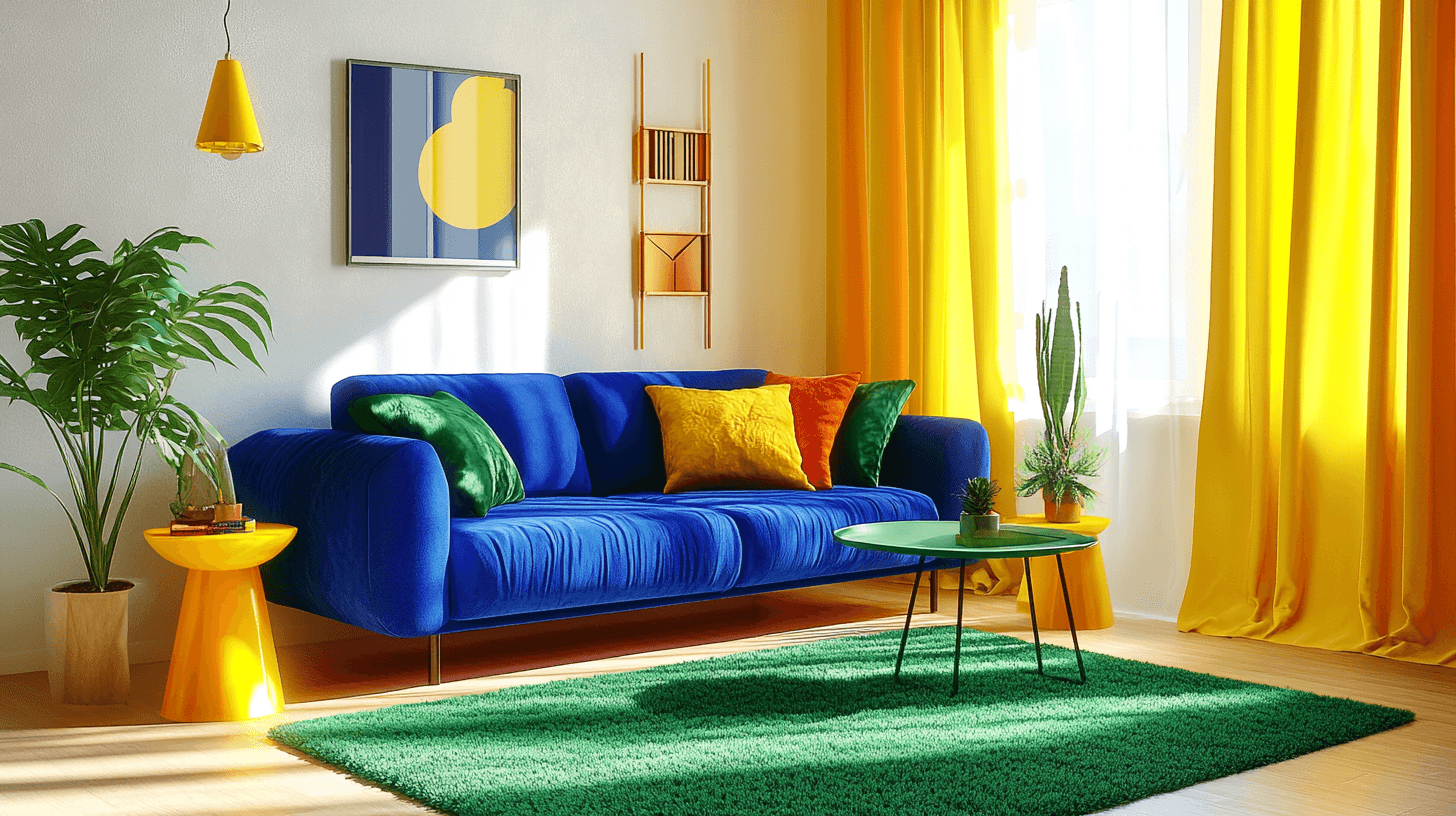 Felle kleuren in de woonkamerinrichting