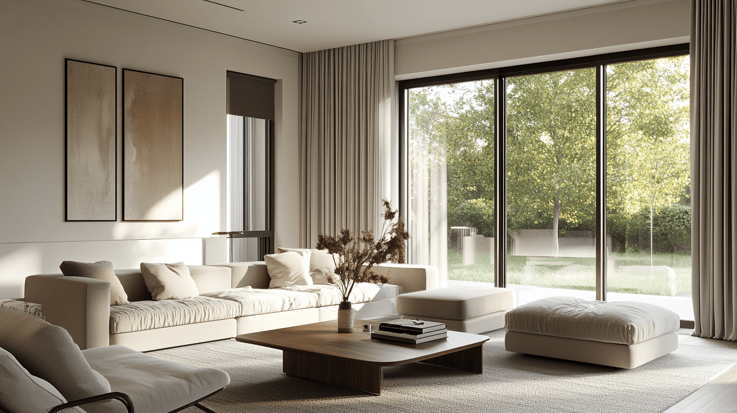 Woonkamer in moderne stijl: Strakke lijnen en minimalistische details