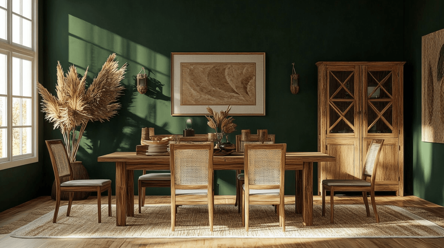Diep groen in de eetkamer: Verbondenheid met de natuur en elegantie