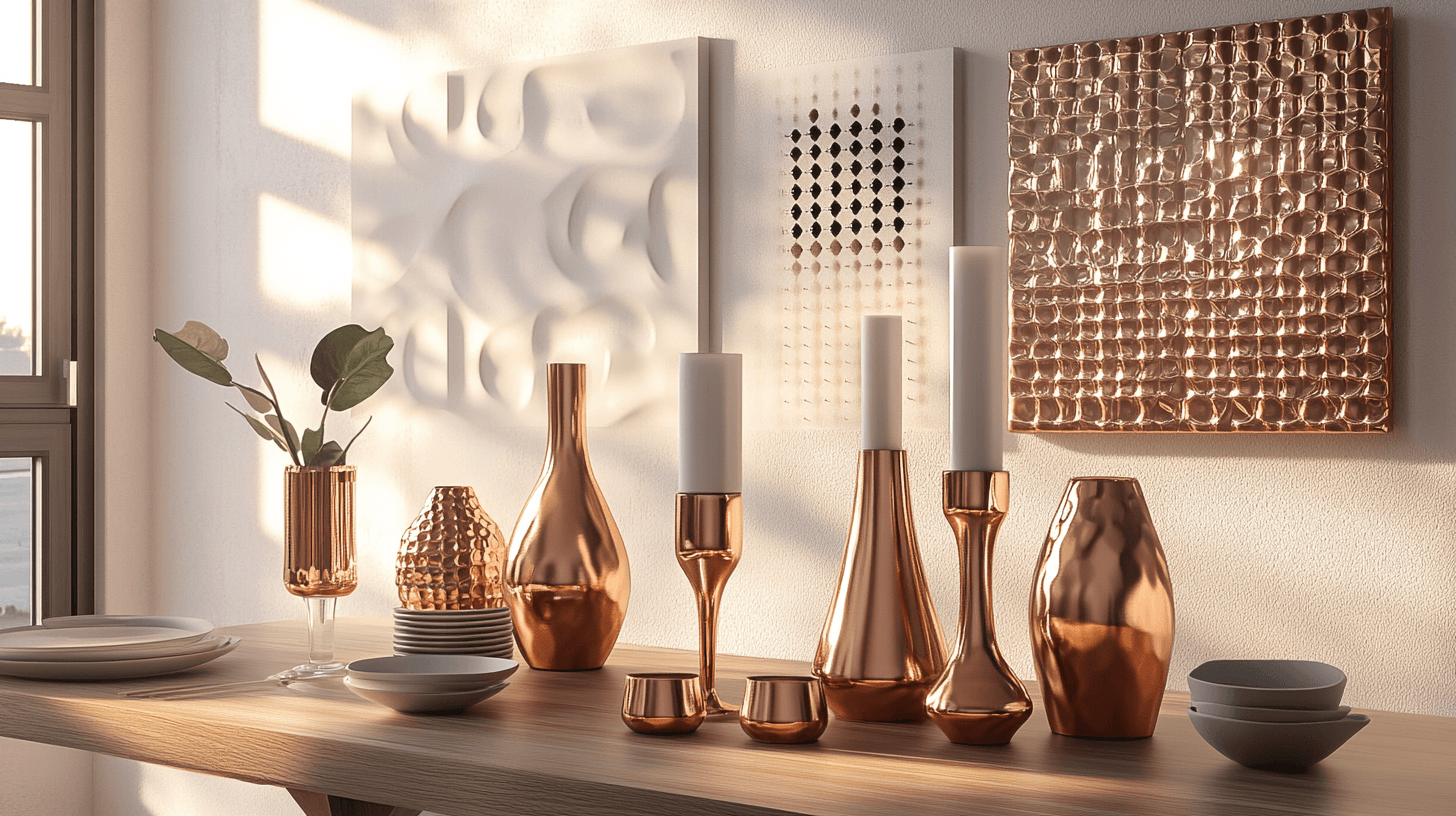 Decoratieve koperen accenten voor de eetkamer