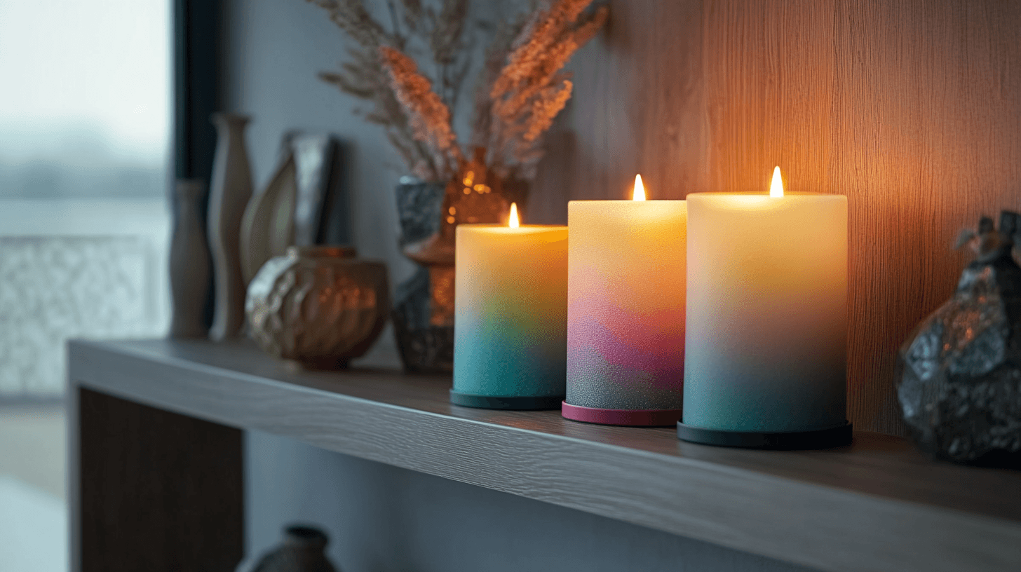 Creatieve arrangementen met gekleurde kaarsen
