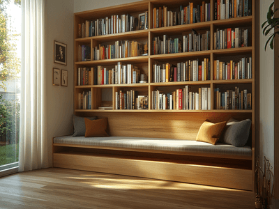 Een plek om te lezen: Boekenplanken met zitbank