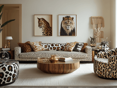 Modernes Wohnzimmer mit verschiedenen Animal Prints