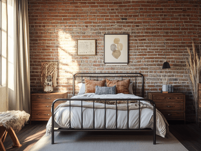 Schlafzimmer im industriellen Design mit rustikalem Chic