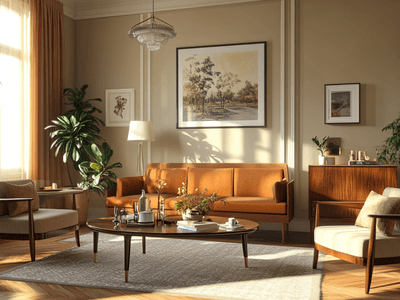 Woonkamer in Mid-Century-stijl: Klassiekers opnieuw geïnterpreteerd